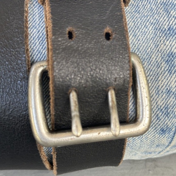 Vintage 90s Grunge Punk Leather Nickel Buckle Leather Belt - Dark Brown, 40” - Picture 2 of 9